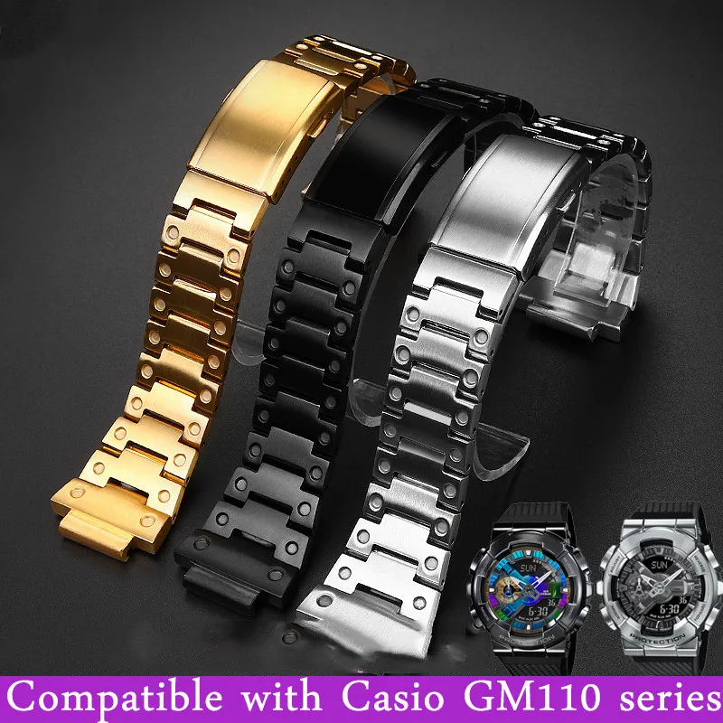 Golden Black stainless steel solid turtle buckle strap 16mm for Casio G-Shock GM-110 GA-110GB small steel gun metal Watchband
Golden Black stainless steel solid turtle buckle strap 16mm for Casio G-Shock GM-110 GA-110GB small steel gun metal Watchband