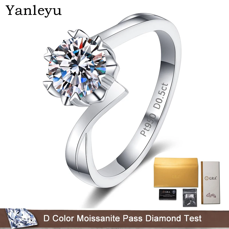 Yanleyu New Snowflake Twisted Arm Ring Pass Diamond Tester 1ct/2ct Moissanite Platinum PT950 Wedding Jewelry Rings for Women
Yanleyu New Snowflake Twisted Arm Ring Pass Diamond Tester 1ct/2ct Moissanite Platinum PT950 Wedding Jewelry Rings for Women