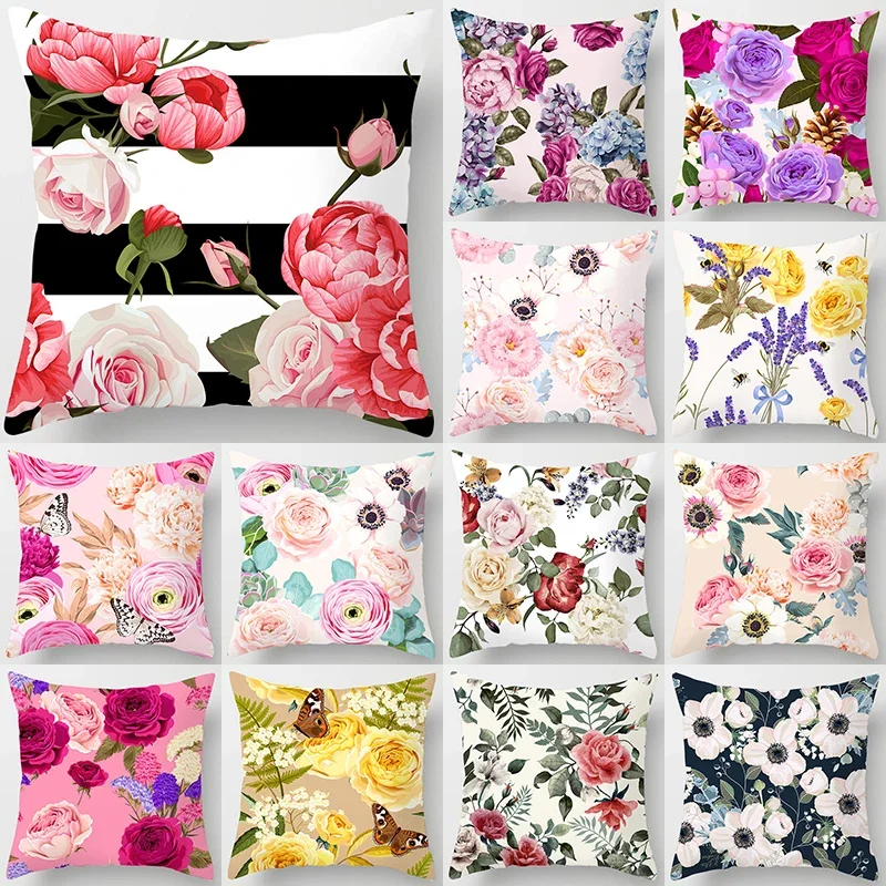 

45*45cm Flower Butterfly Pattern Decorative Cushions Pillowcase Polyester Cushion Cover Throw Pillow Sofa Decoration Pillowcover