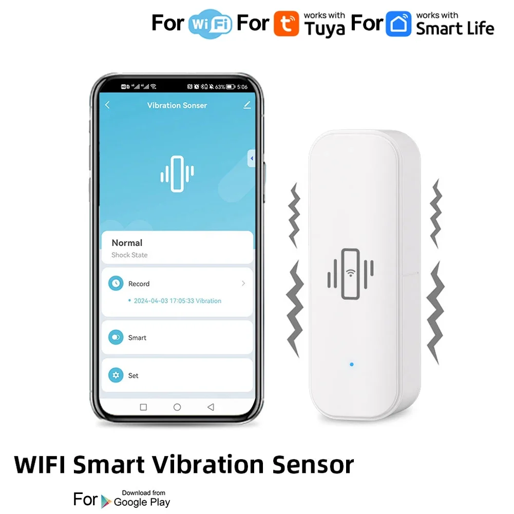 Tuya Smart Home WiFi Vibration Sensor Realtime Monitor App Remote Control Self Defense Security Protection
Tuya Smart Home WiFi Vibration Sensor Realtime Monitor App Remote Control Self Defense Security Protection