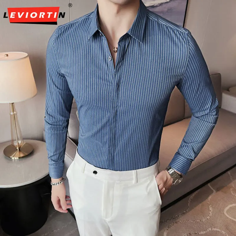 Plus Size 4XL-M Business Formal Wear Men Long Sleeve Social Shirt Covered Button Slim Fit Casual Striped Office Blouse Homme Hot
Plus Size 4XL-M Business Formal Wear Men Long Sleeve Social Shirt Covered Button Slim Fit Casual Striped Office Blouse Homme Hot