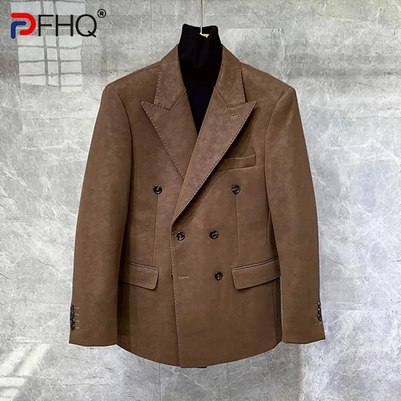 PFHQ Men's New Double Breasted Slim PU Blazers High Street Avant-garde Original Motorcycle Autumn Versatile Suit Jackets 21Z3003
PFHQ Men's New Double Breasted Slim PU Blazers High Street Avant-garde Original Motorcycle Autumn Versatile Suit Jackets 21Z3003