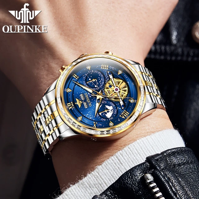 Montre Mécanique Multifonctionnelle pour Homme, Entièrement existent, Étanche, Cadran Ciel Étoilé Diamant, Luxe, Original 2