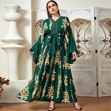 Women's Plus Size Dress Muslim Commuter Loose Large Swing Type Dark Green Print Temperament European American Slim Middle East
Women's Plus Size Dress Muslim Commuter Loose Large Swing Type Dark Green Print Temperament European American Slim Middle East