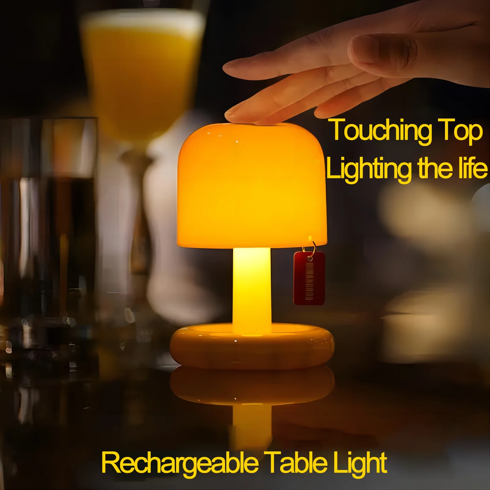 

Table Lamps Mini Desktop Night Lamp Creative USB Rechargeable Mushroom Style Led Sunset Light for Coffee Bar Home Decor Bedroom