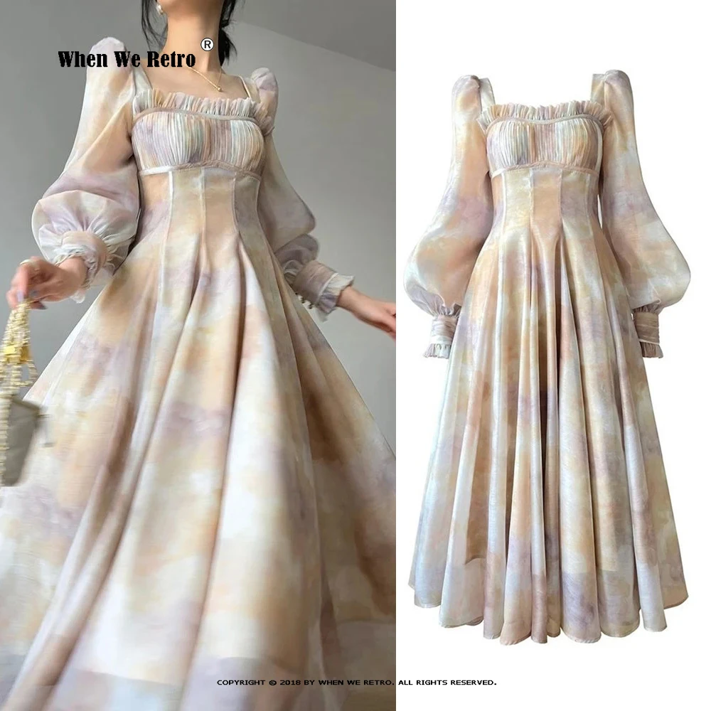 French Court Lantern Sleeve Elegant Print Midi Long Dress For Women Square Neck Holiday Dress 2023 Spring New A Line Robe VP0057
French Court Lantern Sleeve Elegant Print Midi Long Dress For Women Square Neck Holiday Dress 2023 Spring New A Line Robe VP0057