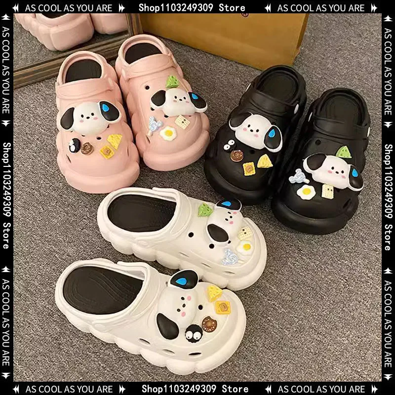

Sanrio Flaky Clouds Hole Shoes Women's Summer Wear 2024 New Explosions Thick-soled Non-slip Baotou Sandals Female Kuromi