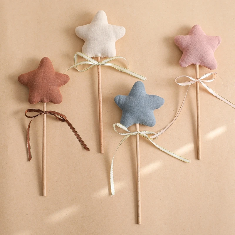 

Cotton Yarn Cute Five-pointed Star Modeling Birthday Magic Wand Set Photo Path With Bells To Record Baby Growth Multi Styles