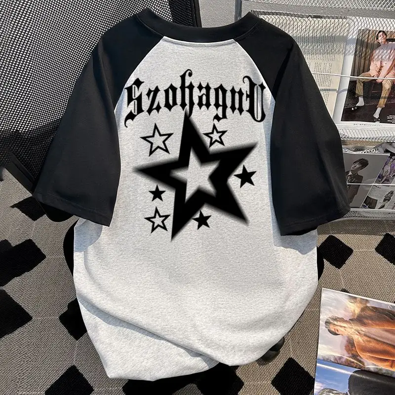 Korean round neck raglan short-sleeved tops American star letter printing 2024 new pure cotton niche t-shirts for men and women
Korean round neck raglan short-sleeved tops American star letter printing 2024 new pure cotton niche t-shirts for men and women