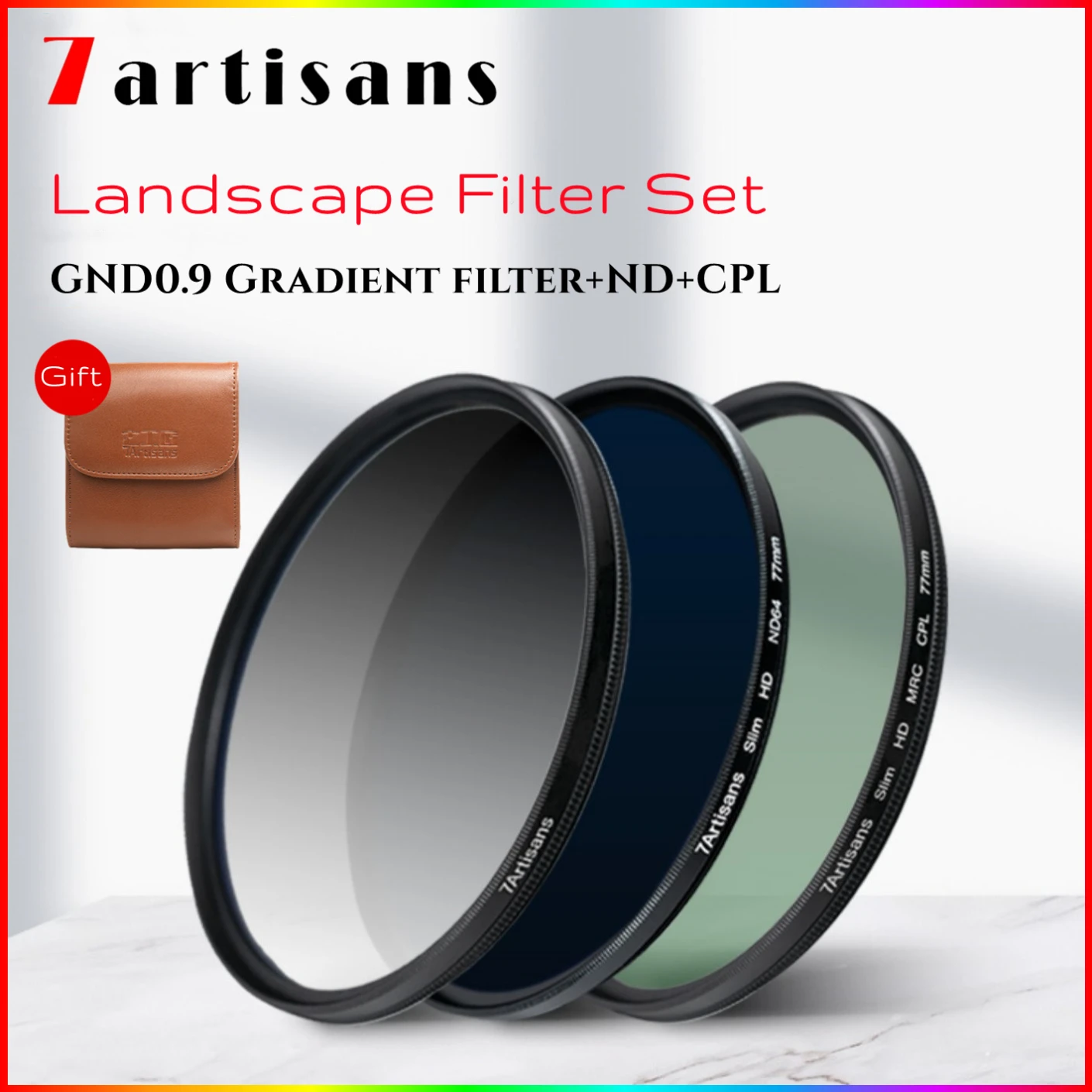 

7artisans GND0.9 Graduated Filter CPL ND1000/ND64/ND8 Kit Landscape Polarizing 46/49/52/55/58/62/67/72/77/82mm For Camera Lens