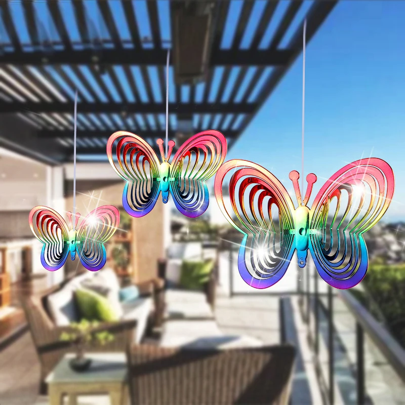 

Butterfly Wind Spinner ABS Wind Catcher Love Rotating Wind Chime Butterfly Reflective Scarer Hanging Ornament Garden Decorations