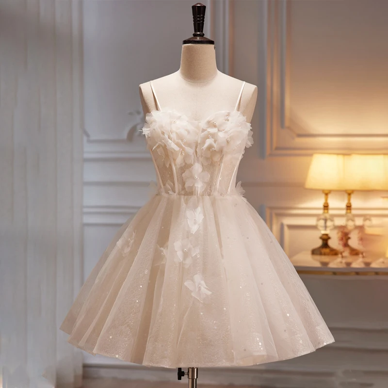 Evening Dress Beige Pleat Knee Length Floral Print Tulle A-Line Sleeveless Strapless Elegant Plus Size Women Party Dresses B2674
Evening Dress Beige Pleat Knee Length Floral Print Tulle A-Line Sleeveless Strapless Elegant Plus Size Women Party Dresses B2674