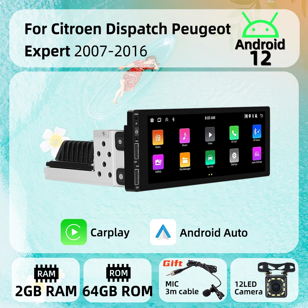 

1 Din Android Radio for Citroen Dispatch Peugeot Expert 2007-2016 Carplay Autoradio Android Auto Stereo Car Multimedia Head Unit