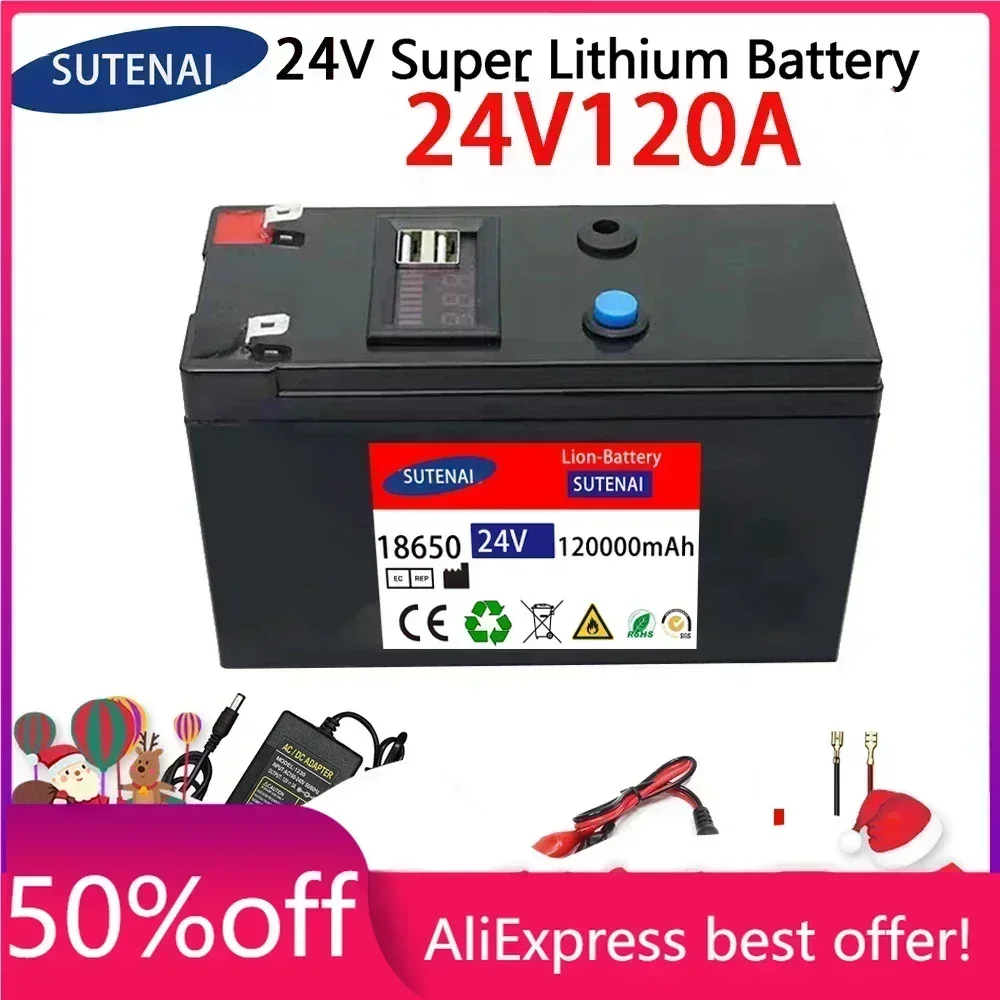 24V Battery 120Ah 18650 lithium battery pack Rechargeable battery for solar energy electric vehicle battery+25.2v2A charger
24V Battery 120Ah 18650 lithium battery pack Rechargeable battery for solar energy electric vehicle battery+25.2v2A charger