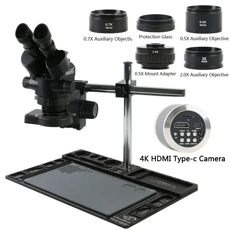 Цифровая видеокамера 4K, 2K, 48 МП, HDMI, USB, 7X, 90X, Тринокулярный зум, стереомикроскоп с основанием из алюминиевого сплава, набор для ремонта печатных плат
Цифровая видеокамера 4K, 2K, 48 МП, HDMI, USB, 7X, 90X, Тринокулярный зум, стереомикроскоп с основанием из алюминиевого сплава, набор для ремонта печатных плат