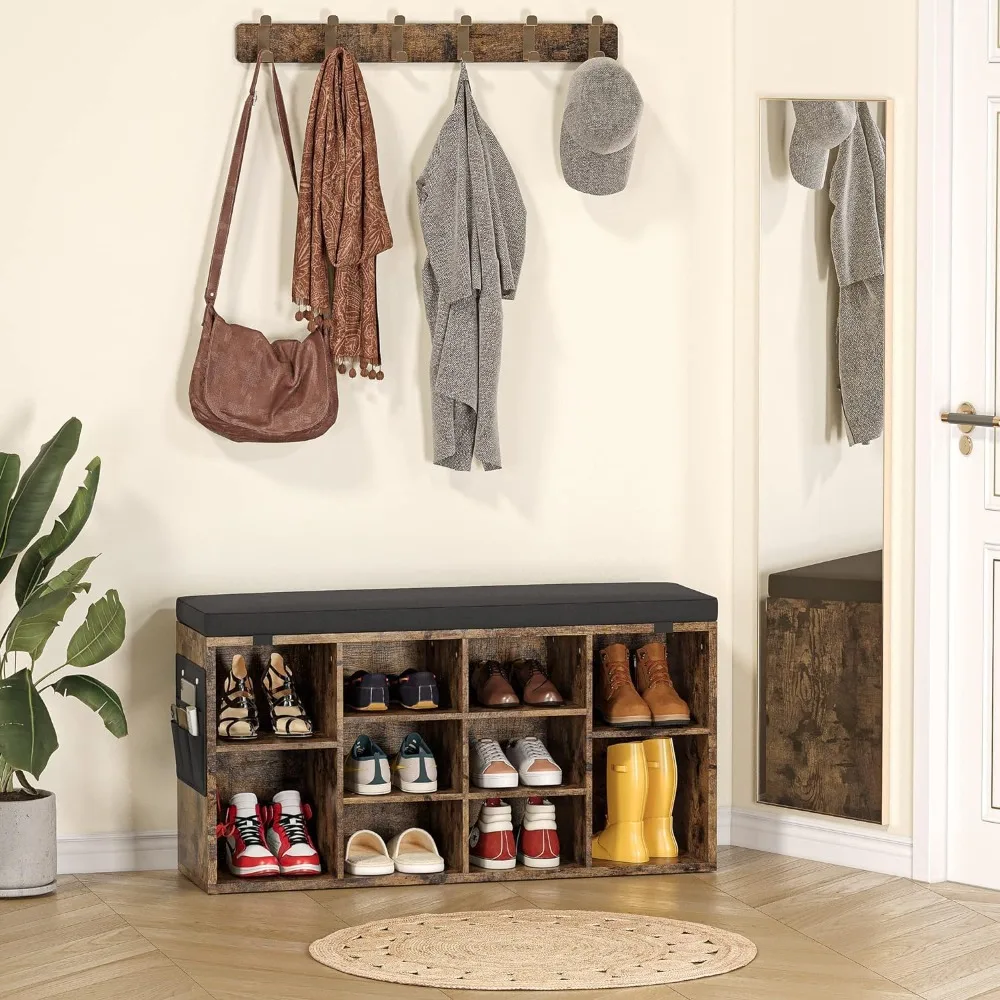 Shoe cabinet, 10 storage shelves with cushioned seats and adjustable shelves, used for foyer living room, shoe cabinet
Shoe cabinet, 10 storage shelves with cushioned seats and adjustable shelves, used for foyer living room, shoe cabinet