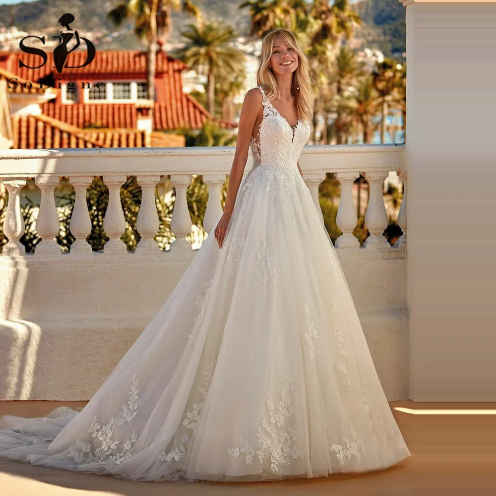 SoDigne Boho Wedding Dresses V-Neck Appliques Lace A-Line Tulle Wedding Gown Ivory Bridal Dress bestidos de novia 2023 New
SoDigne Boho Wedding Dresses V-Neck Appliques Lace A-Line Tulle Wedding Gown Ivory Bridal Dress bestidos de novia 2023 New