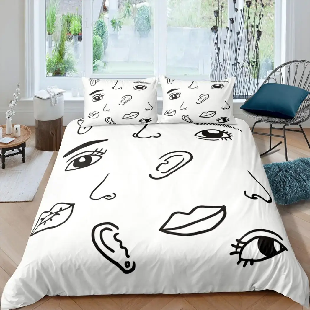 Cartoon Eyes Duvet Cover Set Facial Features Face Organs Twin Bedding Set for Adult Kids Queen King Microfiber Comforter Cover
Cartoon Eyes Duvet Cover Set Facial Features Face Organs Twin Bedding Set for Adult Kids Queen King Microfiber Comforter Cover