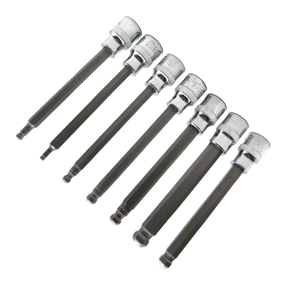 7Pcs Sockets Wrench 110mm H3-H10 Ball End Hexagon Socket 3/8'' Square Adapter For Electric Driver Spanner Power Tool Parts
7Pcs Sockets Wrench 110mm H3-H10 Ball End Hexagon Socket 3/8'' Square Adapter For Electric Driver Spanner Power Tool Parts
