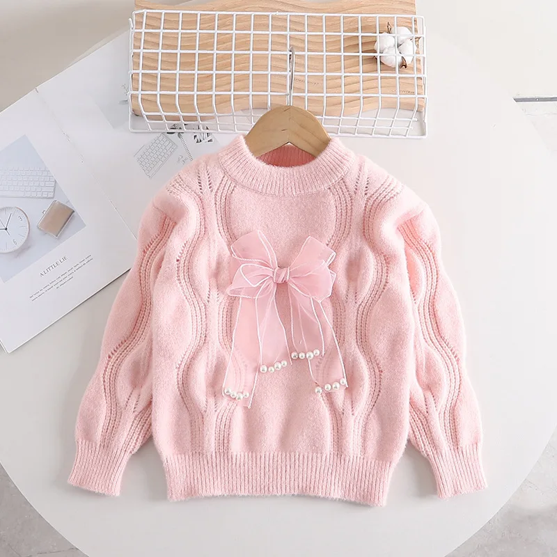 

Girls Sweater Thickened New Style Children Fried Dough Twists Western-style Pullover Knitwear Sweater Nubao Top