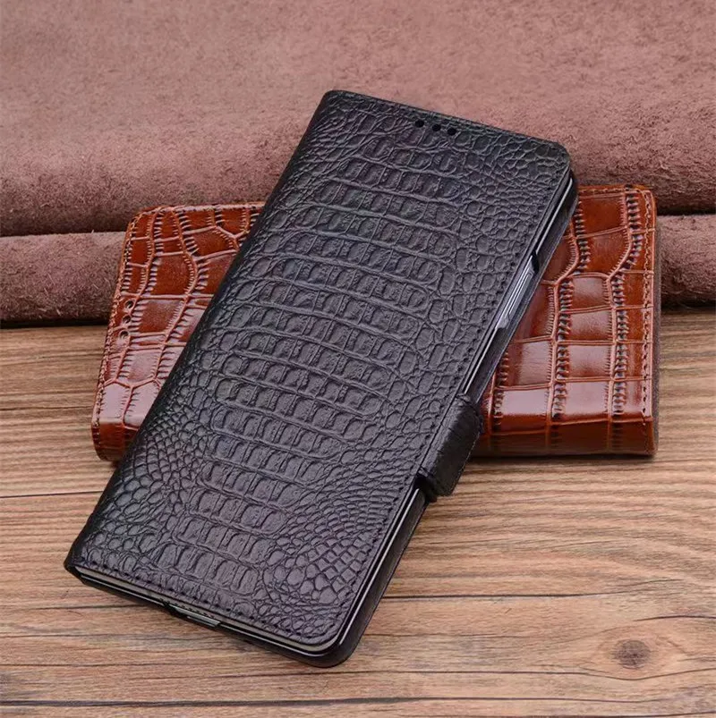 

Genuine Cowhide Leather Flip Case For OnePlus OPEN 1+Open Crocodile Alligator Grids Litchi Grain Magnetic Buckle Full Fold Cover