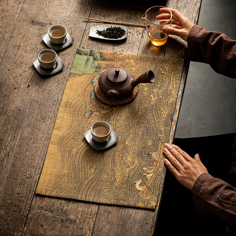Mabu Zen tea mat Tea towel cloth art table flag New Chinese style Heat insulation pad Qianli Jiangshan tea ceremony tea cloth
Mabu Zen tea mat Tea towel cloth art table flag New Chinese style Heat insulation pad Qianli Jiangshan tea ceremony tea cloth