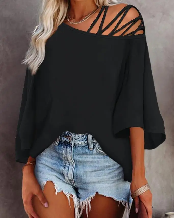 Sexy Hollow Slash Neck Short Sleeve Shirt Women's T-Shirt Cold Shoulder Bell Sleeve Top Elegant White Black Daily Female Clothes
Sexy Hollow Slash Neck Short Sleeve Shirt Women's T-Shirt Cold Shoulder Bell Sleeve Top Elegant White Black Daily Female Clothes