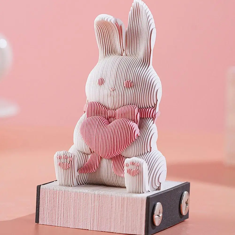 

Omoshiroi Block 3D Notepad Cute Bunny Notes Three- Dimensional Rabbit Memo Pad Paper Notes Kawaii Desk Decoration Accessories