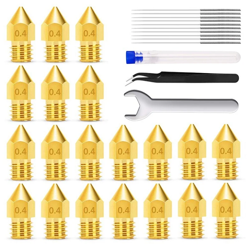 

3D Printer Nozzle Cleaning Kit MK8 Brass Nozzle With Cleaning Needle For Makerbot Ender 3 And CR-10 Series 3D Printers
