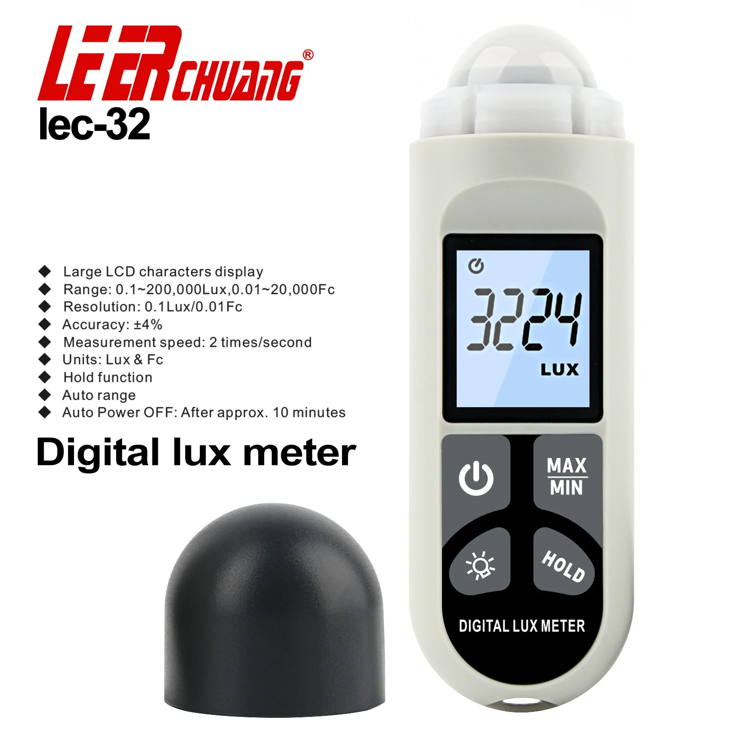 LEERCHUANG Lux/Light Meter 0.1-200,000 LUX Lux/FC illuminometer Enviromental Testing Luxmeter Luminance Test Max Min Photometer
LEERCHUANG Lux/Light Meter 0.1-200,000 LUX Lux/FC illuminometer Enviromental Testing Luxmeter Luminance Test Max Min Photometer