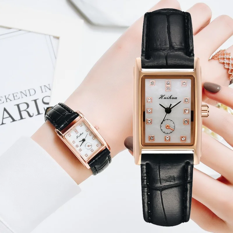 Korean Version Vintage Ladies Quartz Watches Women Square Rose Gold Wrist Watches Black Leather Ladies Dress Watch Montre Femme
Korean Version Vintage Ladies Quartz Watches Women Square Rose Gold Wrist Watches Black Leather Ladies Dress Watch Montre Femme