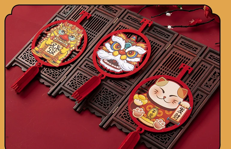 

New Year Decoration China-Chic Lion Rising Fortune Cat Hanging Ornament