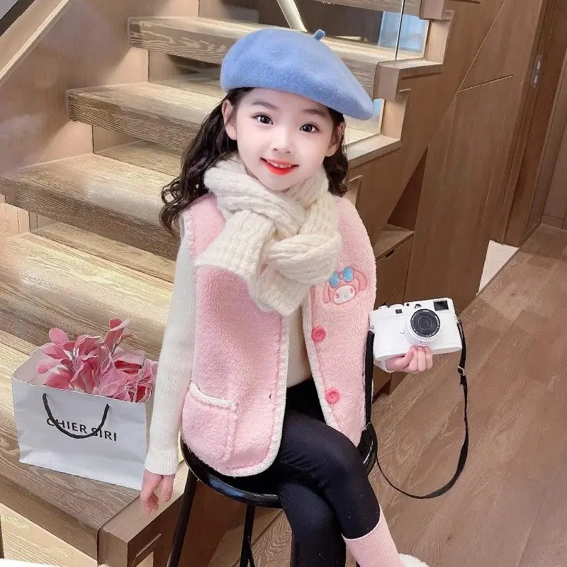 Sanrio Kawaii My Melody Lambswool Outer Vest Cute Cartoon Kuromi Wool A Sleeveless Garment Winter Clothes Birthday Gift
Sanrio Kawaii My Melody Lambswool Outer Vest Cute Cartoon Kuromi Wool A Sleeveless Garment Winter Clothes Birthday Gift