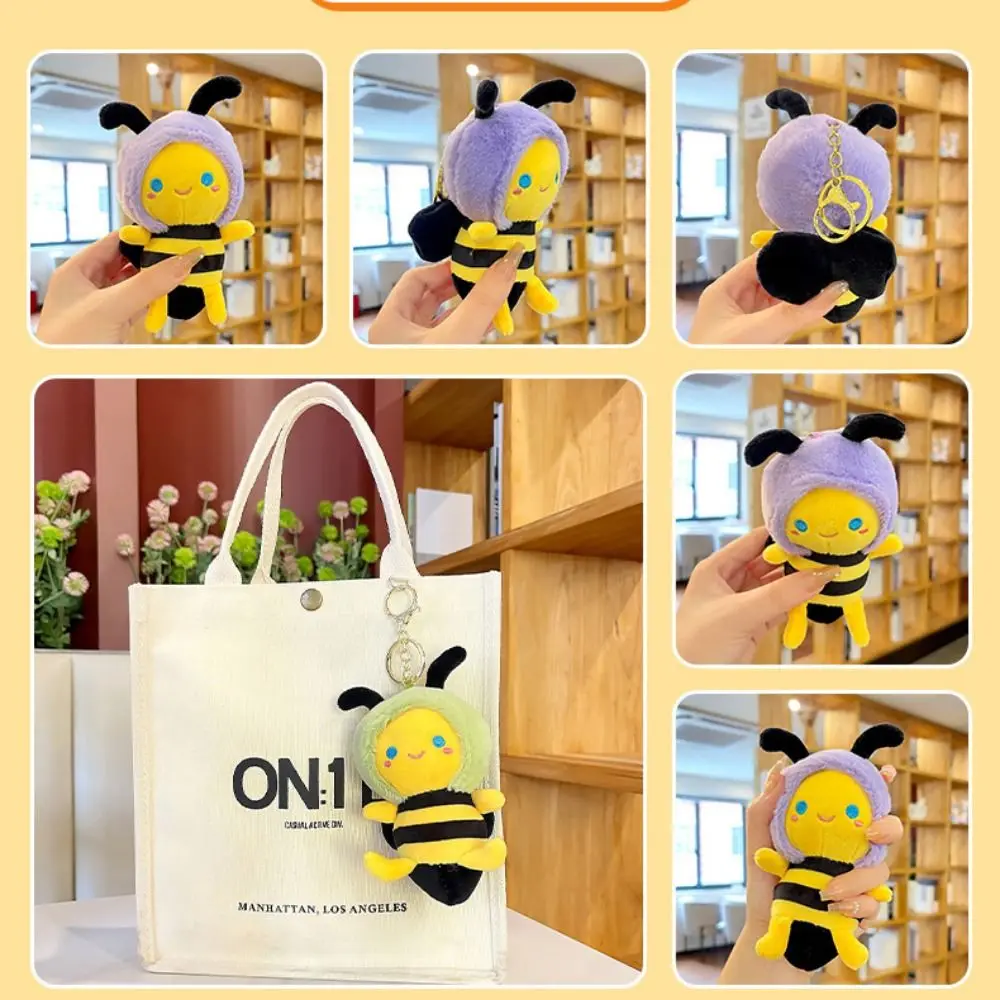 

Little Bee Shape Bee Plush Keychain Cartoon Stuffed Cotton Plush Animal Bee Keyring Funny Personalized Bee Doll Bag Pendant