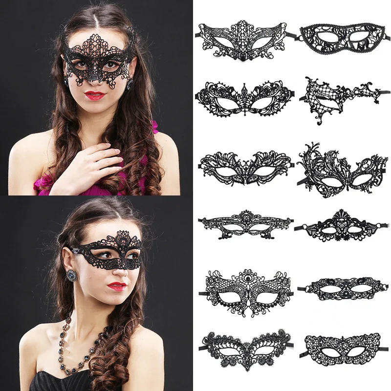

Sexy Lace Eye Mask Venetian Masquerade Ball Halloween Party Fancy Dress Costume Cosplay Props Lady Black Lace Hollow Face Mask