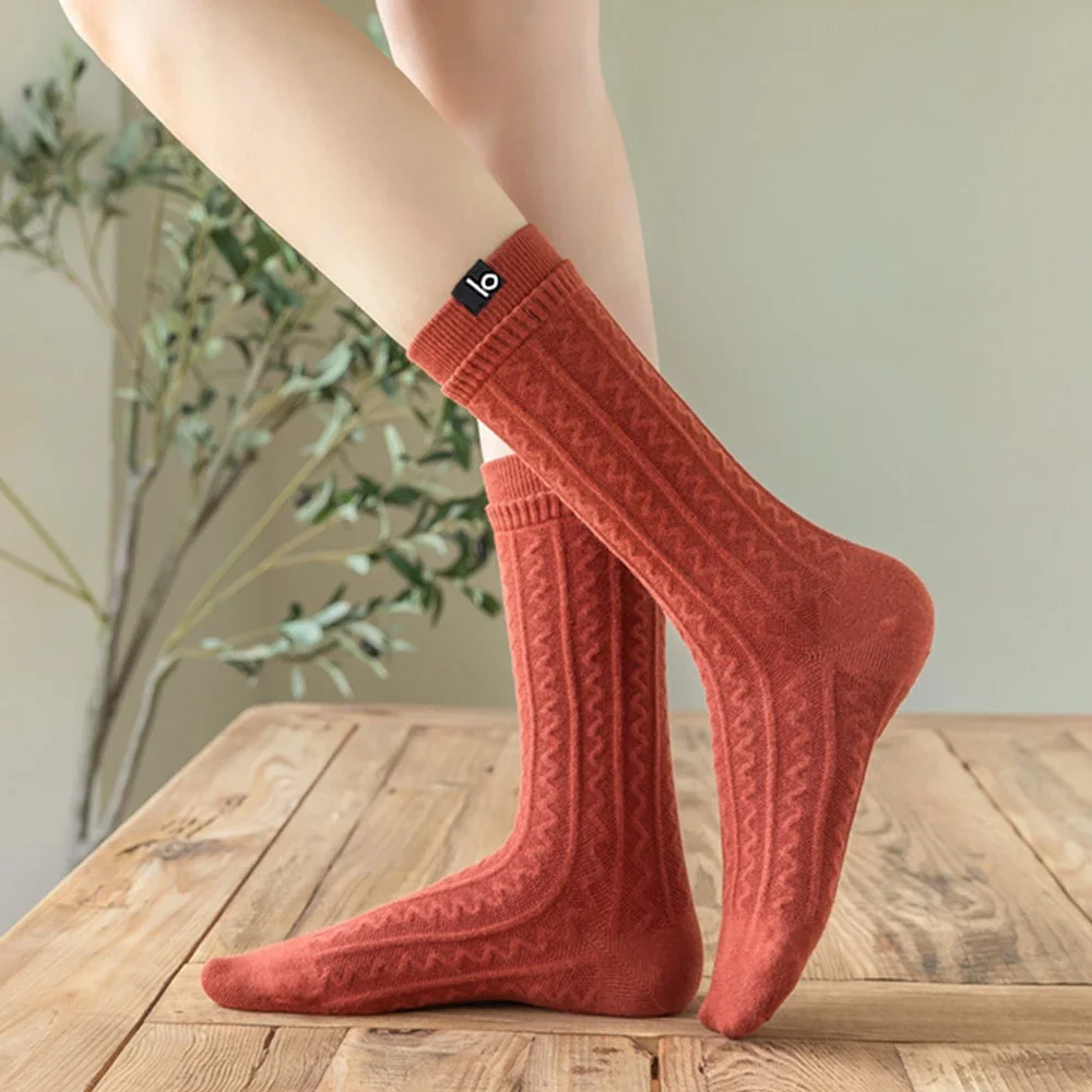 

LO YOGA Autumn and Winter Cotton Warm Wicking Stockings Women's Pile Socks Thickened Mid-tube Socks