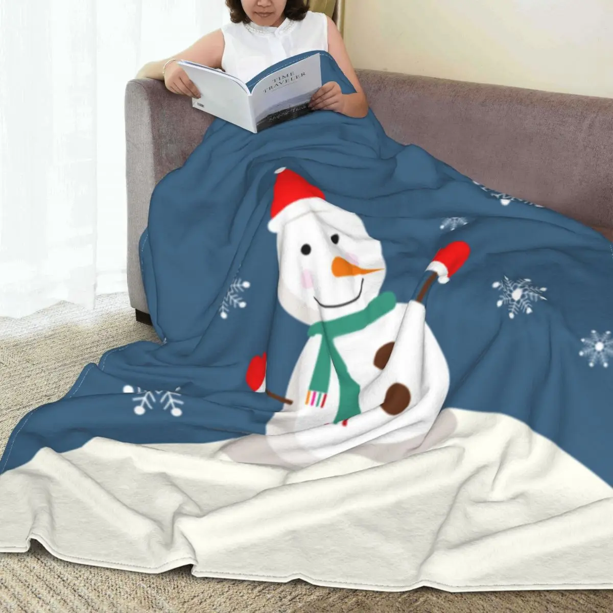 

Super Warm Blankets Travel Merry Christmas Bedding Throws Snowman and Snowflake Flannel Bedspread Chair Funny Sofa Bed Cover