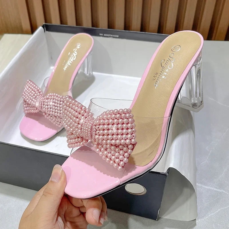 Summer Slippers Women Shoes Woman New Transparent Crystal Mules Bow High Heels Sexy Ladies Shoes Plus Size 43 Modern Slippers
Summer Slippers Women Shoes Woman New Transparent Crystal Mules Bow High Heels Sexy Ladies Shoes Plus Size 43 Modern Slippers