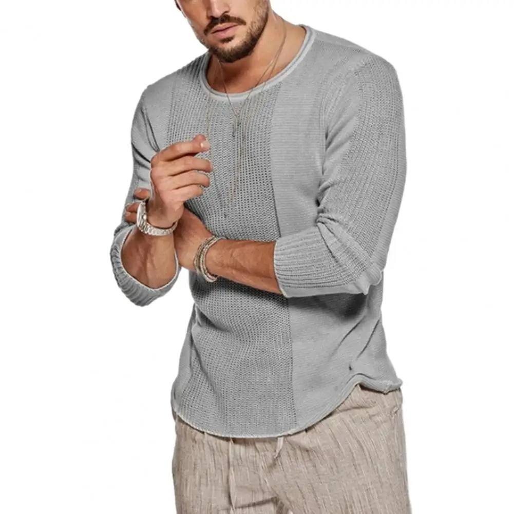 Autumn Winter Men Sweaters Solid Color Knitting Sweater O-neck Long Sleeve Hollow Out Stitching Pullover Tops Men Streetwear
Autumn Winter Men Sweaters Solid Color Knitting Sweater O-neck Long Sleeve Hollow Out Stitching Pullover Tops Men Streetwear