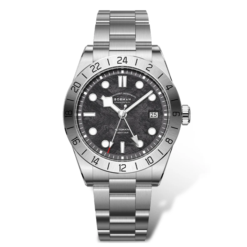 

BORMAN Men Luxury Watch 40mm GMT Automatic Mechanical Wristwatch Diver 100M Waterproof C3 Luminous Sapphire Steel Bezel NH34