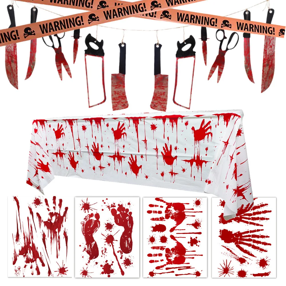 Halloween Ghost House horror decorative blood hand printing window sticker blood knife pull flag PVC desktop suits
Halloween Ghost House horror decorative blood hand printing window sticker blood knife pull flag PVC desktop suits