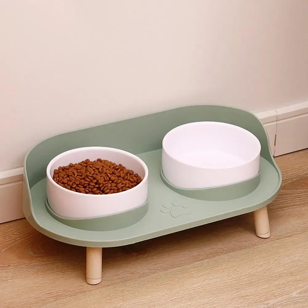

Height Bowls Bowl Feeder Drinker Cat Feeding Dish Kitten Cats Water Elevated Food Supplies Feeders Dogs Pet Adjustable Double
