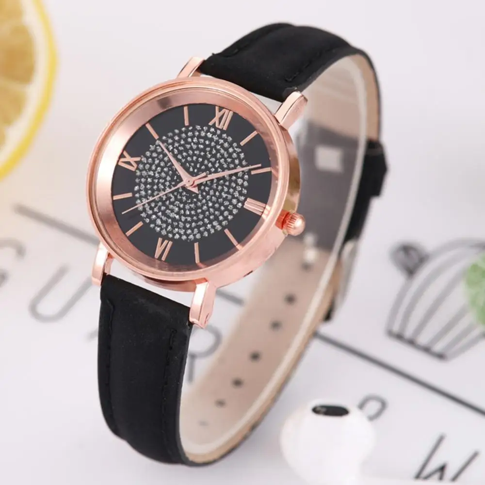 Women Fashion Rhinestones Inlaid Round Dial Analog Display Quartz Wrist Watch
Women Fashion Rhinestones Inlaid Round Dial Analog Display Quartz Wrist Watch