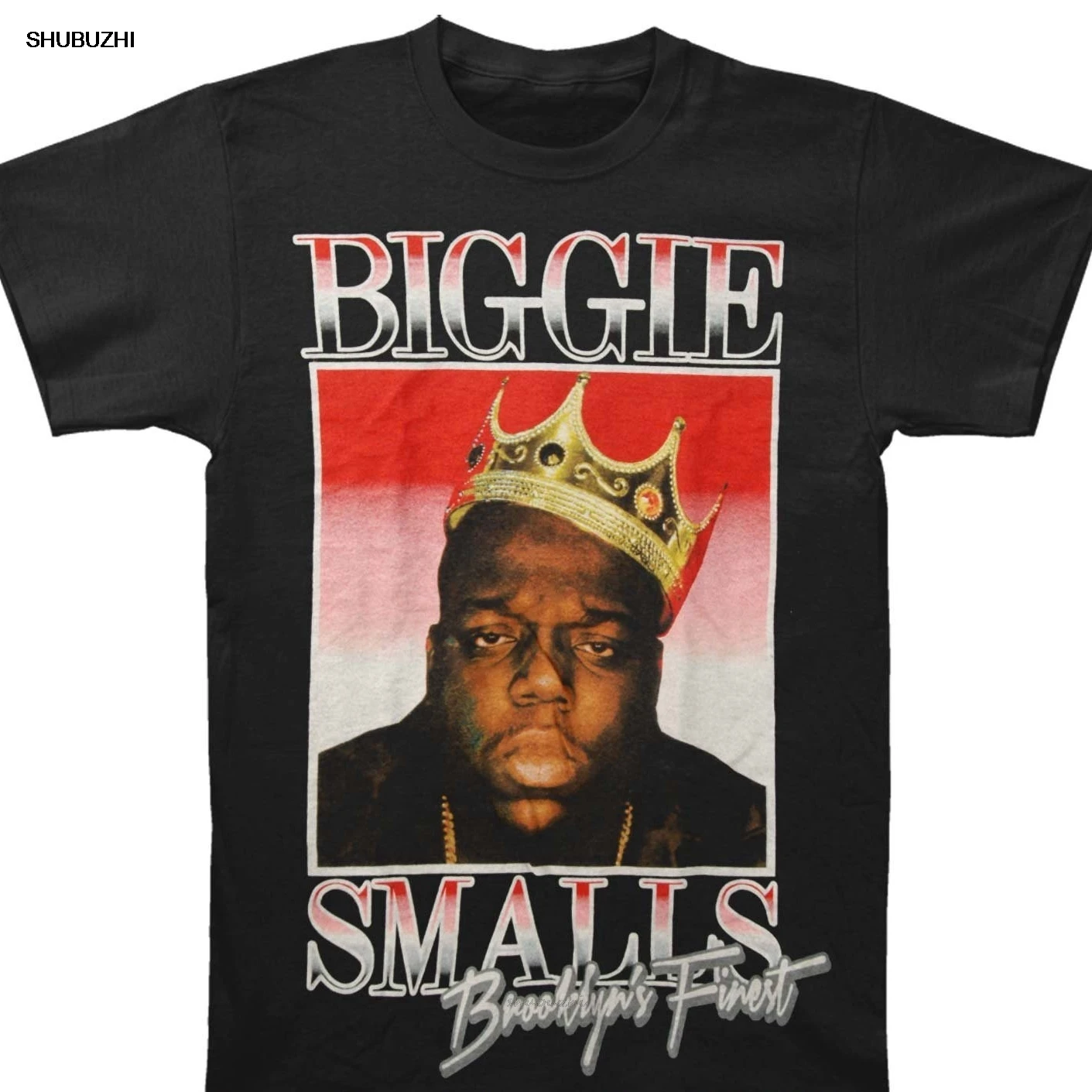 

T Shirt Cotton Men Short Sleeve Tee Shirts Notorious B I G Men'S Biggie Brooklyn'S Finest T Shirt Black