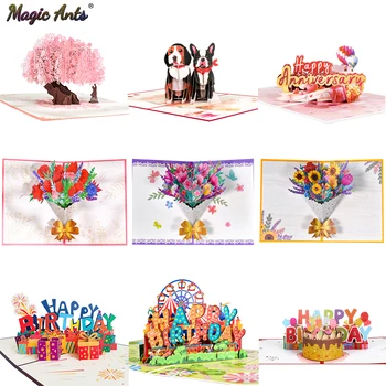 3D 팝업 카드 꽃 생일 카드 기념일 선물 엽서, 메이플 벚꽃 나무, 청첩장 인사 카드