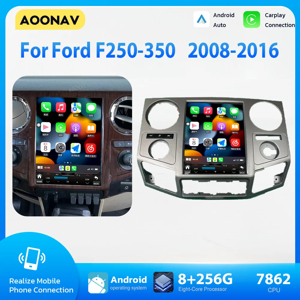 

Автомобильный радиоприемник 12,1 дюйма для Ford F350 F250 2008-2016 Android12, головное устройство, GPS-навигация, стерео, аудио, видео, мультимедийный плеер Carplay