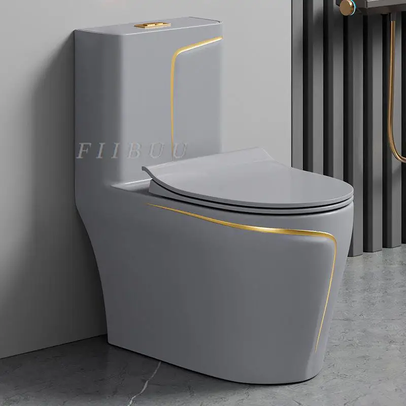 

Colored Luxury One Piece Toilet For Bathrooms Household Ceramic Toilet with High Pressure Dual Flush Toilet Soft Closing Seat