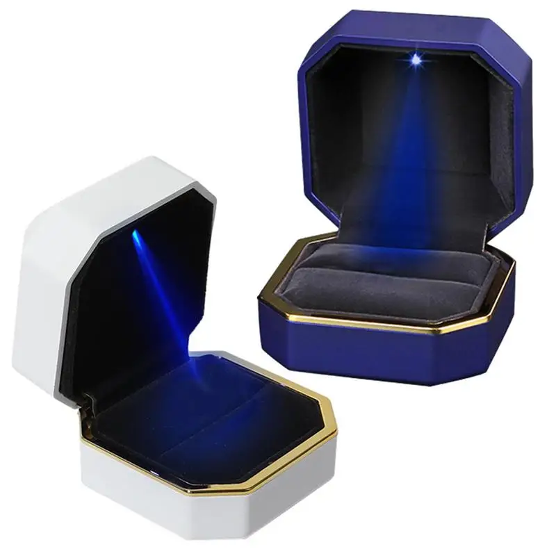 

LED Jewelry Box Engagement Jewelry Box With LED Light Square Jewelry Display Case For Rings Necklace Pendant Gift Box For