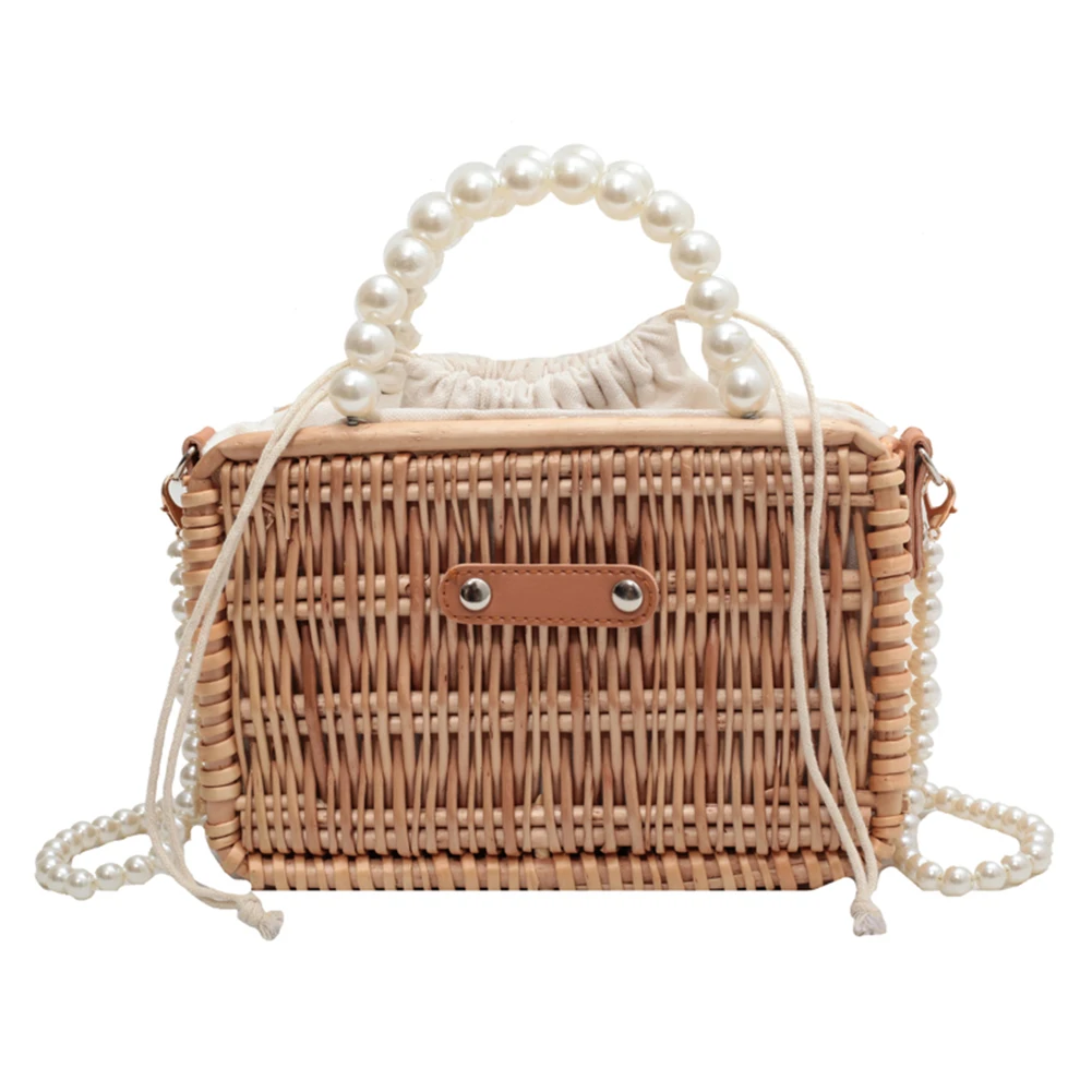 Pearl Crossbody Bags Fashion Rattan Woven Ladies Tote Bags Beading Chain Handmade Simple Casual Drawstring for Weekend Vacation
Pearl Crossbody Bags Fashion Rattan Woven Ladies Tote Bags Beading Chain Handmade Simple Casual Drawstring for Weekend Vacation