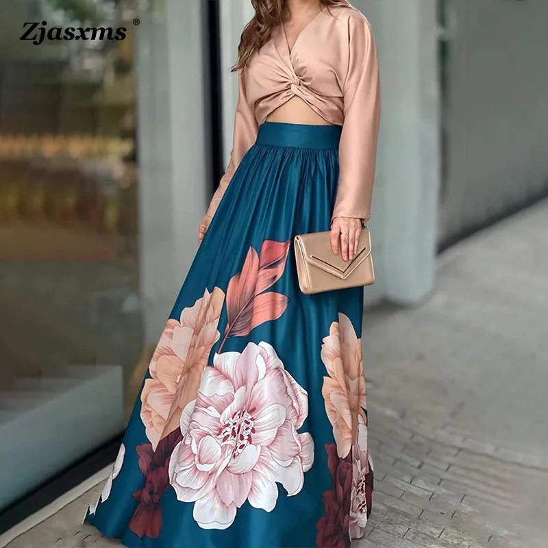 Elegant Lady Two-Piece Leisure Holiday Sets Female Commuting Dress Outfit Autumn Women Long-Sleeved Print Shirt+Long Dress Suits
Elegant Lady Two-Piece Leisure Holiday Sets Female Commuting Dress Outfit Autumn Women Long-Sleeved Print Shirt+Long Dress Suits